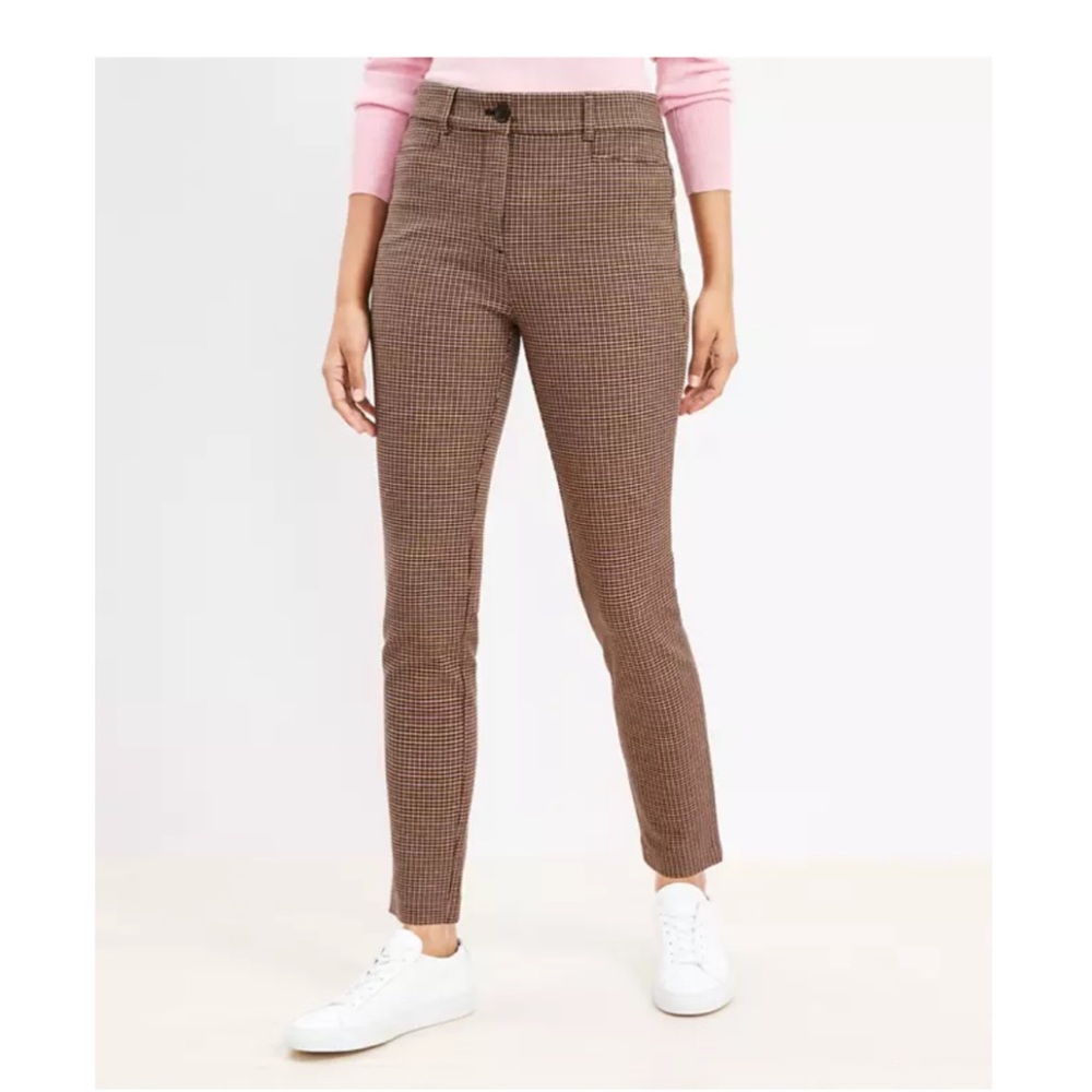 Loft Sutton Skinny Pants In Plaid Bi-stretch Size 4